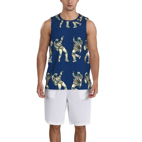 Pofeuu Disco party Astronaut Dancing Print Basketball Jersey, Shirts for Men Youth Basketball Jersey Crew Neck-Large