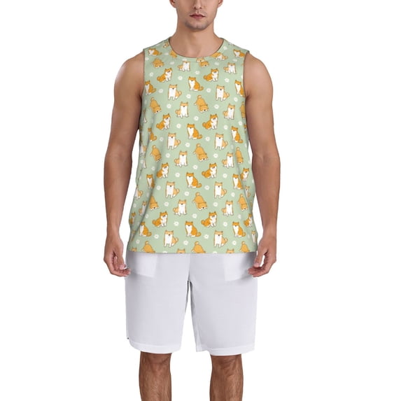 Pofeuu Dog And Flower Print Basketball Jersey, Shirts for Men Youth Basketball Jersey Crew Neck-Small