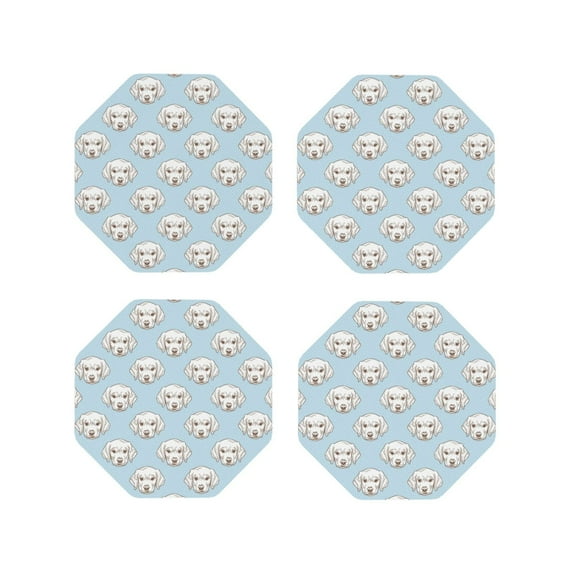 Pofeuu Dog Print Coasters for Drinks, 4Pack PU Leather Coasters, Bar Drink Coasters for Tabletop Protection, Furniture from Damage-Octagon