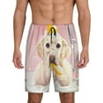 thumbnail image 1 of Pofeuu Dog Sitting In Bathtub With Duck On Head Print Men's Soft Woven Elastic Waistband Sleep Pajama Short-Large, 1 of 6