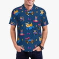 thumbnail image 1 of Pofeuu Dogs Riding Skateboard Print Men's Loose Fit Midweight Short-Sleeve Pocket Polo-Small, 1 of 6