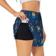 thumbnail image 1 of Pofeuu Dogs Riding Skateboard Print Women's Athletic Shorts Running Workout Shorts Tummy Control Quick Dry Gym Shorts with Pockets Double layer sports shorts-Large, 1 of 7