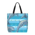 thumbnail image 1 of Pofeuu Dolphin Print Tote Bag for Women,Hobo HandBags with Zipper,Large Capacity Casual Shoulder Handbags with Inner Pockets, 1 of 7
