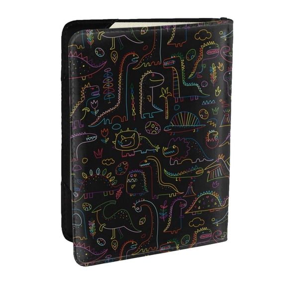 Pofeuu Doodle Dinosaur Print Travel Document Organizer Passport Holder Men Women for Family (6.5 in x 4.5 in),Wallet Holder Credit Card Clutch Bag Case