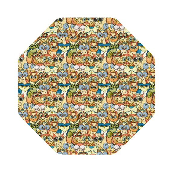 Pofeuu Doodle Owls Print Leather Coasters Set of 6, Round Cups Mugs Mat Pad for Home Kitchen Heat Resistant Drink Coasters,Octagon