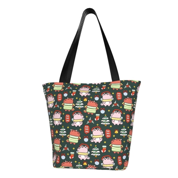 Pofeuu Dragon With Hohoho Print Women Fashion Shoulder Handbags Top Handle Satchel Bags Tote Shoulder Shopping Bag Stylish Canvas Tote Bag