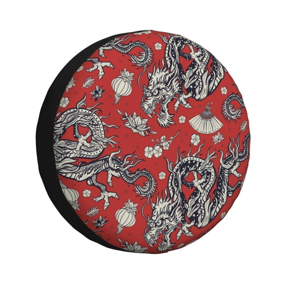 Pofeuu Dragons2 Print Spare Tire Wheel Cover for Car Truck SUV Camper Universal Fit Spare Tire Cover RV Spare Tire Covers-16 inch