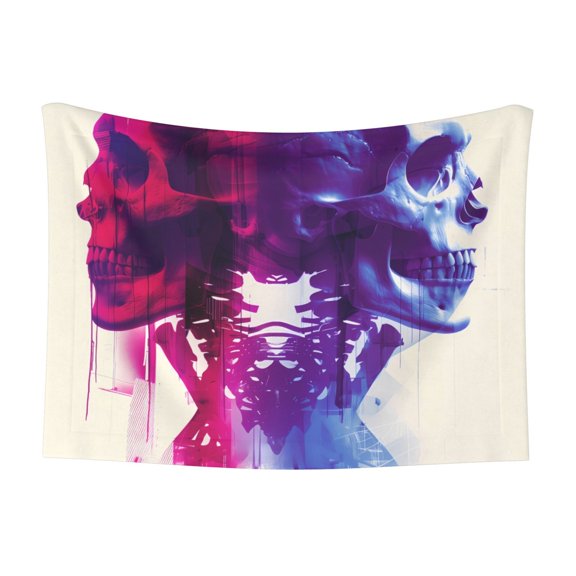 Pofeuu Dual Skulls Colorful Fusion Print Puppy Blanket,Dog Blankets,Pet Blanket Cozy Cat Blankets for Indoor Cats, Fuzzy Pet Blanket for Kitten Doggy Dog Blankets-Small