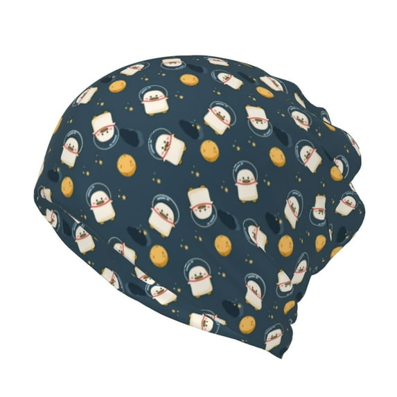 Pofeuu Duck In The Space Print Multifunction Beanie Hat for Men Women Fashion Scarf Soft Stretch Skull Cap