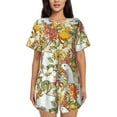 thumbnail image 1 of Pofeuu Ducks and Flowers Print Women's Pajama Set Short/Shorts Soft Button PJs Elastic Drawstring Waist Sleepwear-XX-Large, 1 of 6
