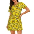 thumbnail image 1 of Pofeuu Ducky Cartoon Animal Yellow Print Women's Loose Fit Short Sleeve Nightgown, Comfortable Sleep Dress for Women, Casual Lounge Sleepwear, Soft Cotton Sleep Dress, 1 of 6