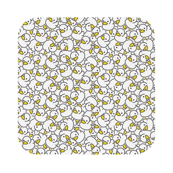 Pofeuu Ducky Print Leather Coasters Set of 6, Round Cups Mugs Mat Pad for Home Kitchen Heat Resistant Drink Coasters,Square