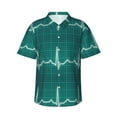 thumbnail image 1 of Pofeuu ECG Wave Print Hawaiian Shirt for Men Sleeves Casual Button Down Summer Beach Dress Shirts T-Shirts,XX-Large, 1 of 7