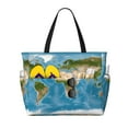 thumbnail image 1 of Pofeuu Earth View World Map Print Beach Bag,Waterproof Sandproof Beach Tote Bag, Large Capacity Foldable Beach Bags for Women, 1 of 7