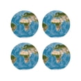 thumbnail image 1 of Pofeuu Earth View World Map Print Coasters for Drinks, 4Pack PU Leather Coasters, Bar Drink Coasters for Tabletop Protection, Furniture from Damage-Round Shape, 1 of 6