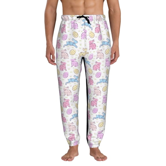 Pofeuu Easter Colorful Rabbit Print Sweatpants for Men, Men's Lounge Pants, Men's Athletic Pants, Men's Sweat Pants with Pockets-Large