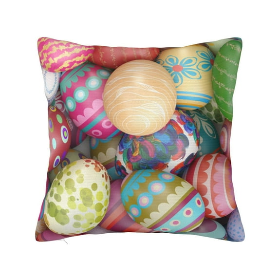 Pofeuu Easter Eggs Print Double-sided plush pillowcase Square Throw Pillow Covers Pillows Cover for Living Room Bedroom Sofa Couch Cushion Cover(No pillow core)-16"x16"