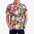 thumbnail image 1 of Pofeuu Easter Eggs Print Men's Loose Fit Midweight Short-Sleeve Pocket Polo-Small, 1 of 6