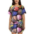 thumbnail image 1 of Pofeuu Easter Eggs1 Print Women's Pajama Set Short/Shorts Soft Button PJs Elastic Drawstring Waist Sleepwear-4X-Large, 1 of 6
