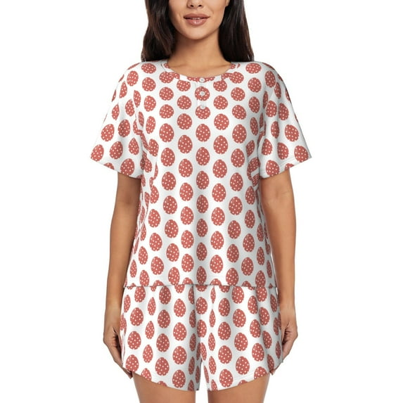 Pofeuu Easter eggs Print Women's Pajama Set Short/Shorts Soft Button PJs Elastic Drawstring Waist Sleepwear-3X-Large