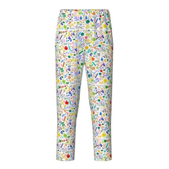 Pofeuu Education And Science Print Teenagers' Pajama Pants, Soft Lounge Pajama Pants with big pockets for Men Plaid Pj Bottoms-Medium