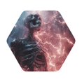 thumbnail image 1 of Pofeuu Electric Skeleton Surrealism Print Leather Coasters Set of 6, Round Cups Mugs Mat Pad for Home Kitchen Heat Resistant Drink Coasters,Hexagon, 1 of 7