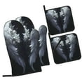 thumbnail image 1 of Pofeuu Elegant Feathered Floral Wings Print Oven Mitts and Pot Holders 4 pcs Set,High Heat Resistant 500 Degree Extra Thicken Long Kitchen Cotton Oven Glove for Cooking, 1 of 6