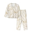 thumbnail image 1 of Pofeuu Elegant Gold Leaf Pattern Print Womens Pajamas Set Long Sleeve Sleepwear Button Down Nightwear Soft Pj Lounge Sets Button Down Pajamas Women-Large, 1 of 7