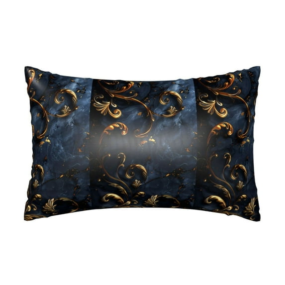 Pofeuu Elegant Gold Scrollwork Print Satin Pillowcase for Hair and Skin Pillow Cases, Silk Pillow Cases, Soft Cooling Pillow Covers, 20x30 Inches(Pillow core not included)