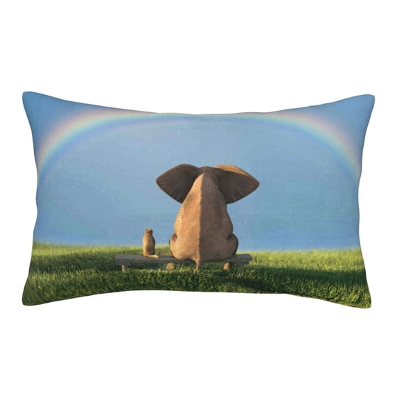 Pofeuu Elephant Dog Sitting Under The Rainbow Print Polyester Microfiber Plush Pillowcases, Super Soft and Cozy Pillow Case Covers with Envelop Closure(Pillow core not included)-