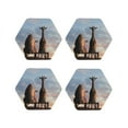thumbnail image 1 of Pofeuu Elephant Giraffe Print Coasters for Drinks, 4Pack PU Leather Coasters, Bar Drink Coasters for Tabletop Protection, Furniture from Damage-Hexagon, 1 of 6