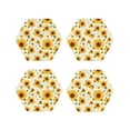 thumbnail image 1 of Pofeuu European-style Pattern Sunflower A Print Coasters for Drinks, 4Pack PU Leather Coasters, Bar Drink Coasters for Tabletop Protection, Furniture from Damage-Hexagon, 1 of 6