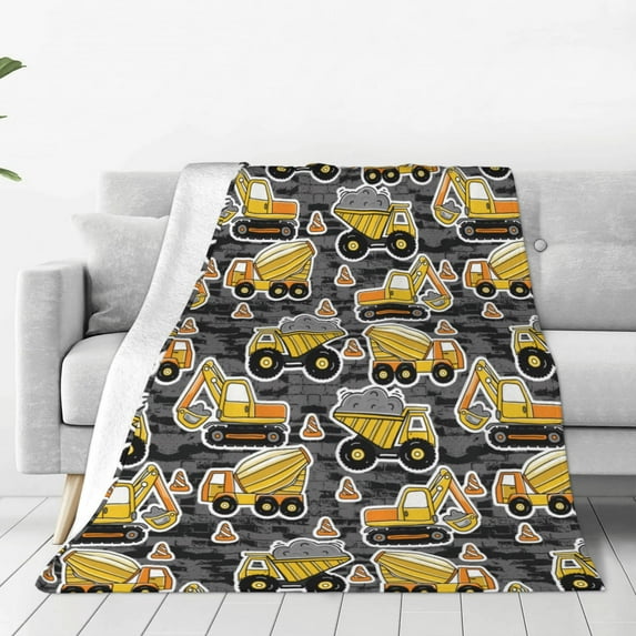Pofeuu Excavator At Work Print Ultra-Soft Micro Fleece Blanket,for Bed Or Sofa,All Season Throw Blankets Flannel Blanket-50"x40"