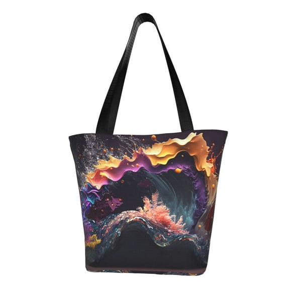 Pofeuu Explosive Fluid Splash Art Print Women Fashion Shoulder Handbags Top Handle Satchel Bags Tote Shoulder Shopping Bag Stylish Canvas Tote Bag