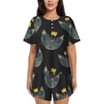 thumbnail image 1 of Pofeuu Faces Of The Cat Print Women's Pajama Set Short/Shorts Soft Button PJs Elastic Drawstring Waist Sleepwear-3X-Large, 1 of 6