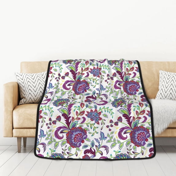 Pofeuu Fairy Flower Print Bed Blanket, Soft Flannel Blankets for Bed,Sofa, Couch, Chair, 50 X 60 Inches, Double Layer