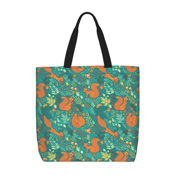 Pofeuu Fall Forest Squirrel Print Tote Bag for Women,Hobo HandBags with Zipper,Large Capacity Casual Shoulder Handbags with Inner Pockets