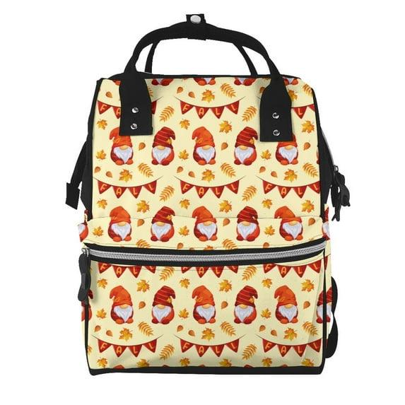 Pofeuu Fall Gnomes Print Diaper Bag Backpack, Multifunction Travel Pack Maternity Baby Changing Bags, Large Capacity, Waterproof