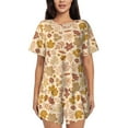thumbnail image 1 of Pofeuu Fall Leaves Print Women's Pajama Set Short/Shorts Soft Button PJs Elastic Drawstring Waist Sleepwear-Small, 1 of 6