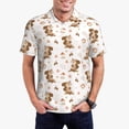 thumbnail image 1 of Pofeuu Fall Squirrel Print Men's Loose Fit Midweight Short-Sleeve Pocket Polo-Small, 1 of 6