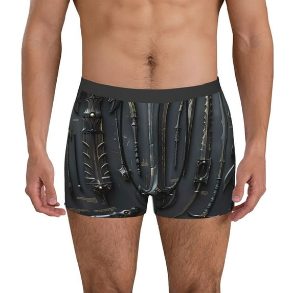 Pofeuu Fantasy Medieval Weaponry Print Men’s Boxer Briefs, Moisture-Wicking Underwear, Regular,Trunk-X-Large