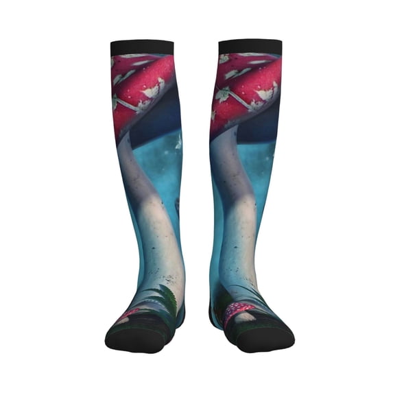 Pofeuu Fantasy Mushrooms Print Compression Socks for Women & Men Circulation - Best Support for Nurses,Running,Athletic,Sports
