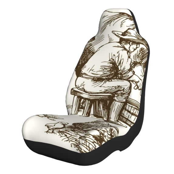 Pofeuu Farm Animals 1 Print Automotive Car Seat Covers Flat Cloth Full Set Seat Covers,Car Seat Covers front seats for Cars Trucks and SUVs-2 PCS