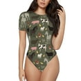 thumbnail image 1 of Pofeuu Farm Animals Print Short Sleeve Body Suits Women Round Neck Bodysuits for Women Onesie Adult Set Body Suit-Large, 1 of 7