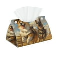 thumbnail image 1 of Pofeuu Farm Corgi German Shepherd Print Tissue Box Cover, Modern Decorative PU Leather Rectangular Tissue Box Case Organizer Holder for Vanity Countertop, Night Stands, Livingroom, 1 of 7
