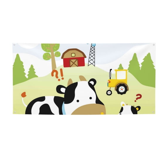 Pofeuu Farmfield with Cute Animals Print Colorful Yard Festival Banner Sign Party Outdoor & Indoor Party Decoration Banne Festival Yard Sign-Medium