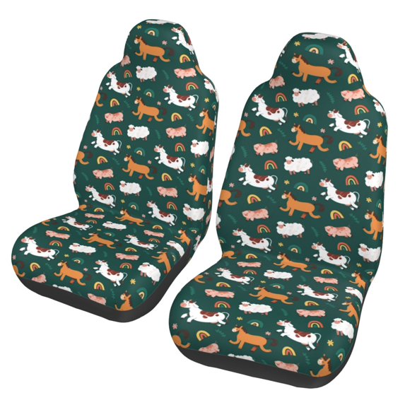 Pofeuu Farmhouse Animals Print Automotive Car Seat Covers Flat Cloth Full Set Seat Covers,Car Seat Covers front seats for Cars Trucks and SUVs(Two packs)