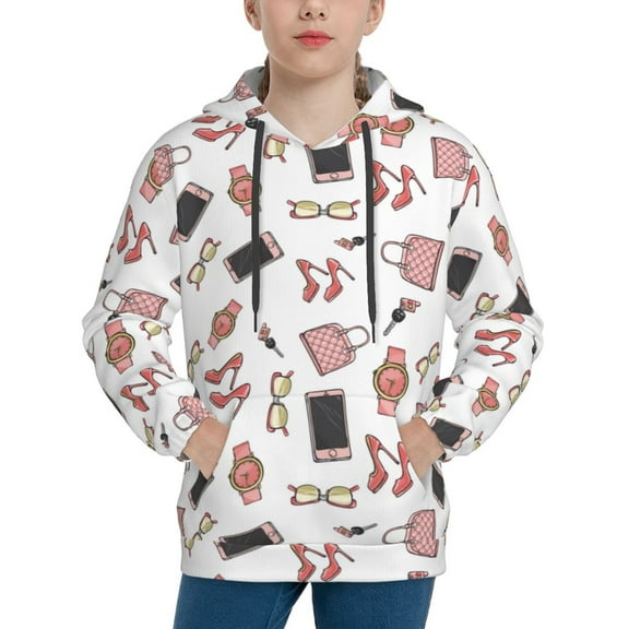 Pofeuu Fashion Print Kids Pullover Hoodies Warm Thick Hooded Sweatshirt with Packet for Boys Girls-Small