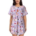 thumbnail image 1 of Pofeuu Fashionable Cats Print Women's Pajama Set Short/Shorts Soft Button PJs Elastic Drawstring Waist Sleepwear-Small, 1 of 6