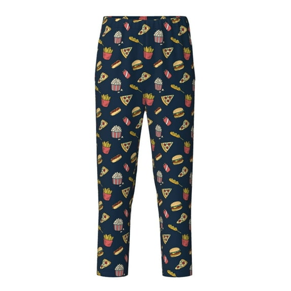 Pofeuu Fastfood Print Teenagers' Pajama Pants, Soft Lounge Pajama Pants with big pockets for Men Plaid Pj Bottoms-Small